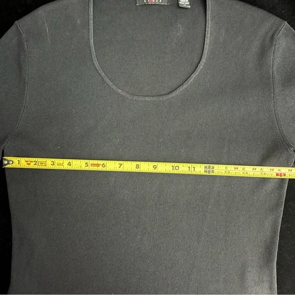 Women’s Black Sweater - Cyrus - Scoop Neck & 3/4 Sleeves with Fringe - Size M - Picture 9 of 16